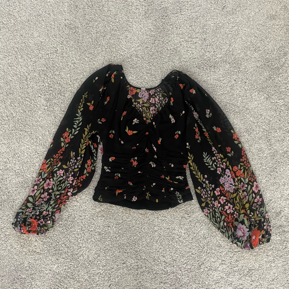 Free People Flowy Flower Blouse